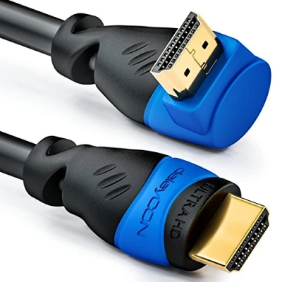 Afbeelding van deleyCON 5m HDMI Kabel met Haakse 270 Stekker Compatibel 2.0/1.4 UHD 4K HDR 3D 1080p 2160p ARC Zwart