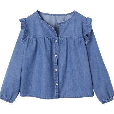 Afbeelding van Vertbaudet Denim overhemd met ruches voor meisjes