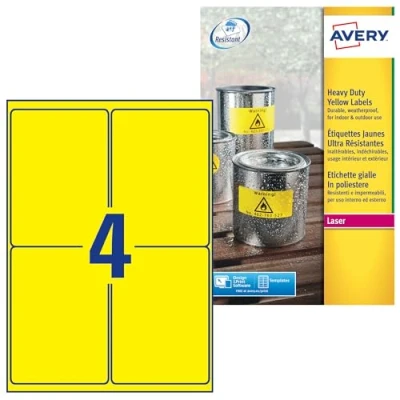 Afbeelding van Avery Italy L6 Etiketten in Polyester 99.1 x 139 Geel
