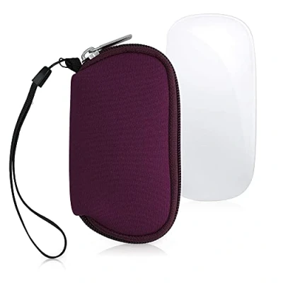 Afbeelding van kwmobile computermuis hoes geschikt voor Apple Magic Mouse 1 / 2 hoesje Muis beschermhoes met rits case van neopreen in braam
