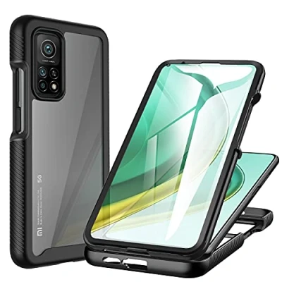 Afbeelding van CENHUFO beschermhoes voor Xiaomi Mi 10T 5G, Pro schokbestendig, met displaybescherming, 360 graden bescherming, robuuste telefoon, dubbelzijdig, transparant,
