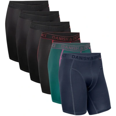 Afbeelding van DANISH ENDURANCE Sportboxershorts voor Mannen, met Normale of Lange Pijpen, 6 Pack Meerkleurig (3xZwart, 1xZwart/Rood, 1xGroen/Paars, 1xBlauw) 3XL