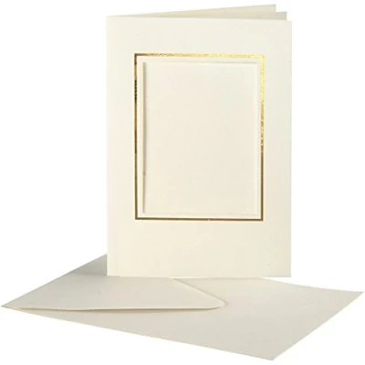 Afbeelding van Creativ Company CC Kaarten &amp; Enveloppen Passepartout Rechthoek met Rand 10,5x15 cm Off white 10 stuks