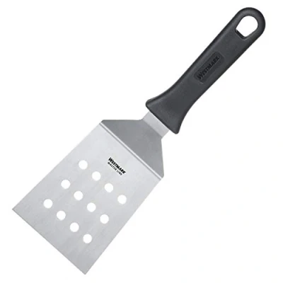 Afbeelding van Westmark Grillspatel, gebogen, stijf, met gaatjes, lemmet: 9 x 11,5 cm, lengte: 29 roestvrij staal/kunststof, Master Line, zwart/zilver, 13452270