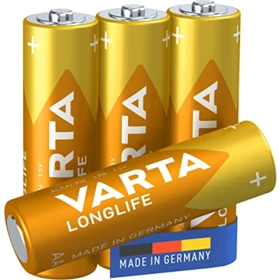 Afbeelding van VARTA 4106101414 Longlife AA Mignon LR6 Batterij (verpakking met 4 stuks) Alkaline Batterijen ideaal voor afstandsbediening radio wekker en klok