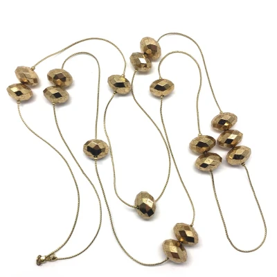 Afbeelding van Behave ketting lange vintage goud kleur kralenketting 135 cm