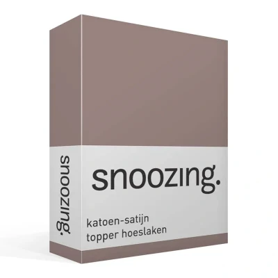 Afbeelding van Snoozing Katoen satijn Topper Hoeslaken Tweepersoons 140x200 cm Taupe