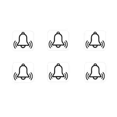 Afbeelding van Klokkenstickerset met 6 stuks stickers bel deurbel alarm (RP1/2) (20 mm)