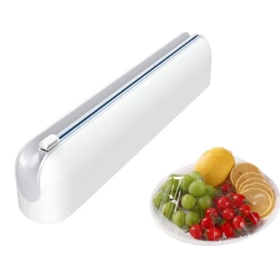 Afbeelding van Quasziwa Derouleur Voedselfolie, magnetisch, dispenser van aluminium en folie met scherpe messen, verbeterde wandsnijder, voedselfoliedispenser voor keukenladen, wit