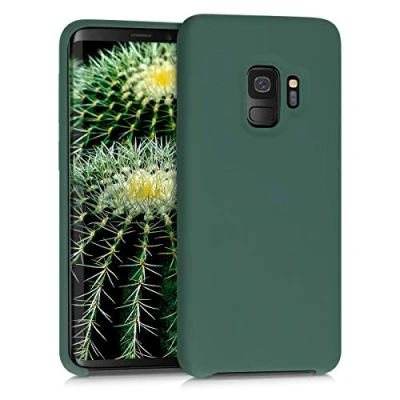 Afbeelding van kwmobile telefoonhoesje geschikt voor Samsung Galaxy S9 Hoesje met siliconen coating Smartphone case in dennengroen