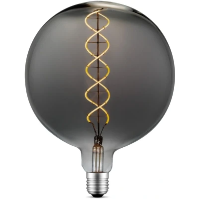 Afbeelding van Home Sweet Edison Vintage E27 LED filament lichtbron Globe Rook 18/18/23cm G180 Spiraal Retro lamp Dimbaar 6W 180lm 1800K warm wit licht geschikt voor fitting