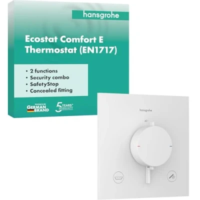 Afbeelding van hansgrohe Ecostat Comfort E inbouwthermostaat voor 2 verbruikers met geïntegreerde zekeringcombinatie, 33716700