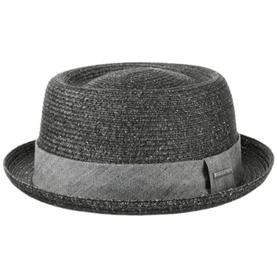 Afbeelding van Stetson Robstown Toyo Pork Pie Strohoed Dames/Heren zomer hoed zonnehoed voor Lente/Zomer XL (60 61 cm) antraciet