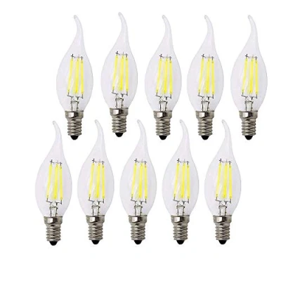 Afbeelding van 10 stuks E14 kaarslamp 4W Vintage Candelabra C35 LED Lamp 400 Lumen Koud Wit 6000K Kroonluchter Lampen Equivalent 40W, Flame Tip No Dimmable Candle