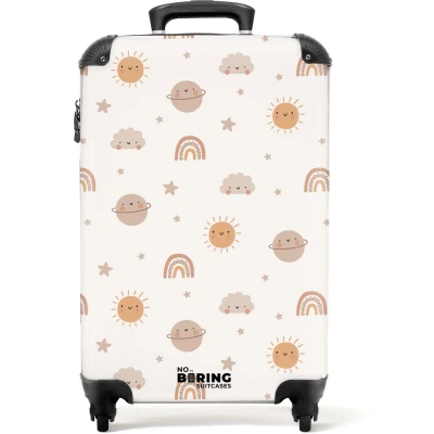 Afbeelding van NoBoringSuitcases.com® Kinderkoffer Kindertrolley Ruimte Planeten Handbagage koffer lichtgewicht Reiskoffer trolley Rolkoffer met wieltjes Past binnen 55x40x20 en 55x35x28