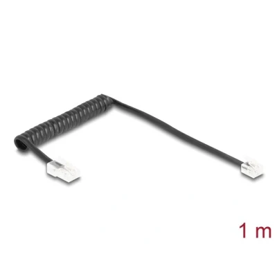Afbeelding van Delock Telefonkabel / Spiralkabel RJ11 Stecker zu RJ45 schwarz