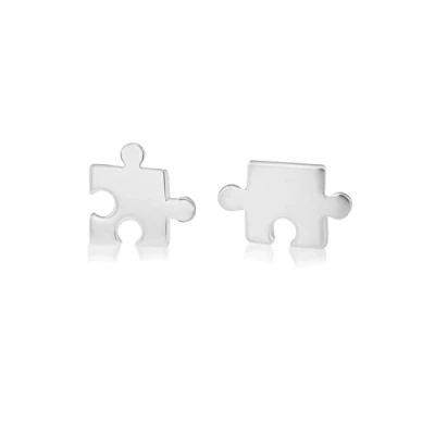 Afbeelding van Tuscany Silver Dames Sterling Zilver 6 x 8 mm Jigsaw Stud Oorbellen