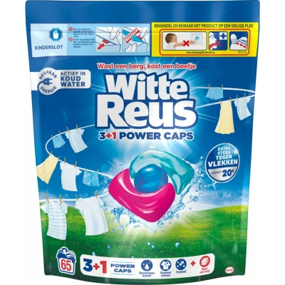 Afbeelding van Witte Reus Wasmiddelcapsules 3+1 Power Caps Wit en lichtgekleurd 65 beurten