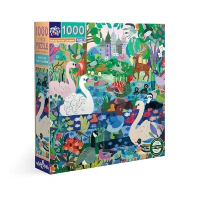 Afbeelding van eeBoo Duck in The Clearing gerecycled karton puzzel 1000 stukjes kleurrijk met dieren PZTDIC