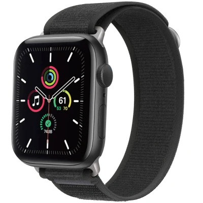 Afbeelding van Apple Watch bandje Nylon Zwart Geschikt voor Series1/2/3/4/5/6/7/8/9/10/SE (38/40/41 mm) Series 10 (42 Pure Black
