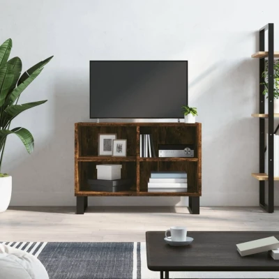 Afbeelding van Tv meubel 69,5x30x50 cm bewerkt hout gerookt eikenkleurig