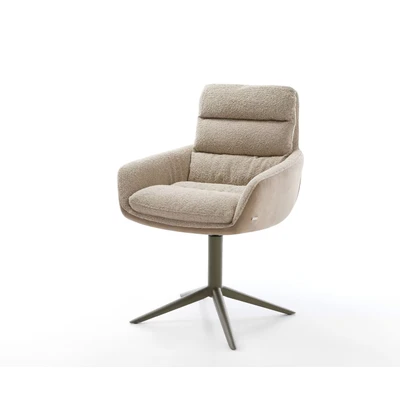 Afbeelding van DELIFE Draaistoel Abelia Flex met armleuning materiaalmix mud kruispoot afwerking titanium 360 draaibaar rocker functie