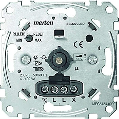 Afbeelding van Schneider Electric Merten MEG5134 0000 Universele draaidimmer, inbouwdimmer, voor dimbare ledlampen, gloeilampen, halogeenlampen, 4 400 W, faseafsnijding, aluminium