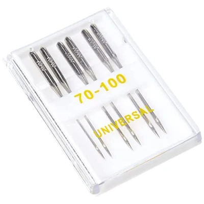 Afbeelding van Korbond 6 delige naaldset voor naaimachines 3 maten regular point opbergkoffer ideaal lichte en zware stoffen knutselen, quilten, dressmaking, herstellen, tailoring, zilver, meerdere