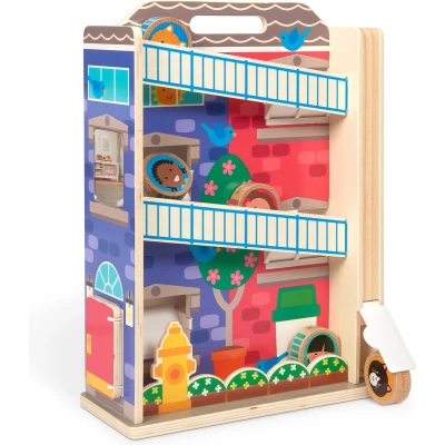 Afbeelding van Melissa &amp; Doug GO Tots Houten flatgebouw tuimelpret (met 3 schijven) speelgoed Vroeg leren voor peuters Sensorische ballen 12 m+ Cadeau baby jongens en meisjes