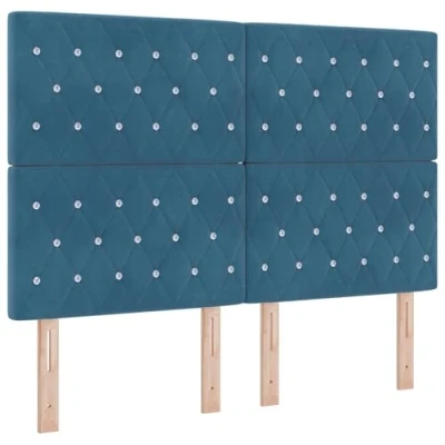 Afbeelding van vidaXL Boxspringbed met Matras &amp; LED Donkerblauw 140x190 cm Velours
