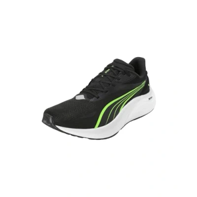 Afbeelding van Puma Electrify Nitro 4 Hardloopschoenen voor op de weg, Heren, Maat: 42, Black/yellow alert/feather gray Textiel/ synthetisch