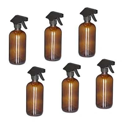 Afbeelding van Relaxdays plantenspuit set van 6 500 ml schoonmaakspuit sproeifles glas bruin