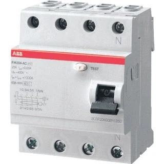 Afbeelding van Abb aardlekschakelaar 4p 25a foutstroom 30ma type a 4 modules geen hulpmodules mogelijk 2csf204102r1250