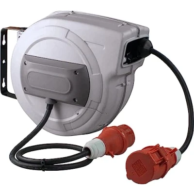 Afbeelding van Schwabe Enrollador de cable automático CEE 10 m cable, para obras y talleres, diseño robusto, cómodo montaje en la pared con giro 180, gris, 12648