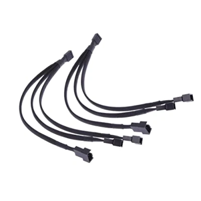 Afbeelding van VOANZO 2 STKS PC Fan Splitter Pwm 1 naar 3 4 pin Extension Kabel voor Computer ATX Case Koelventilator