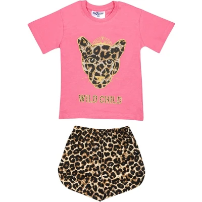 Afbeelding van Fun2wear kinder meisjes shortama Wild Child Pink maat 158/164