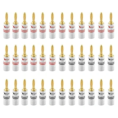 Afbeelding van Nakamichi 24K vergulde bananenstekker 12 AWG 18 Maatmaat 4 mm flexibele aansluiting van de kabels, hifi boxen, versterkers, AV receivers, geluids en stereosystemen 36 stuks (18 paar)