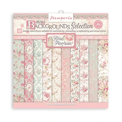 Afbeelding van Stamperia International SBBL126 Scrapbooking Pad 10 Sheets cm 30,5 x (12 &quot;X12&quot;) Maxi Achtergrond Selection Rose Perfum, Multi Color,
