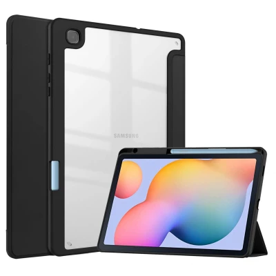 Afbeelding van Samsung Galaxy Tab S6 Lite Hoes: iMoshion Trifold Hardcase Bookcase Shockproof/Valbescherming Bookcase,Hardcase Zwart Kunststof Tablet