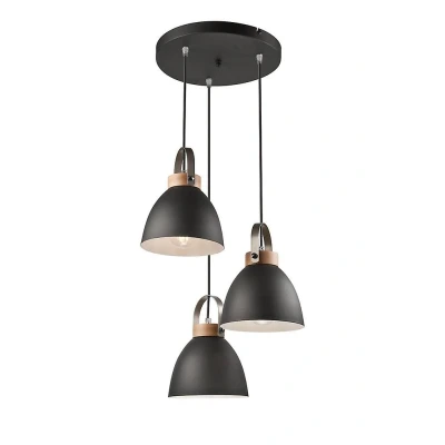 Afbeelding van Lamkur Hanglamp Bergen, 3 lamps, rond, grafiet
