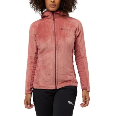 Afbeelding van Jack Wolfskin Dames Rotwand Hooded Fz W Fleece Jacket, Mineraal Rood, XS