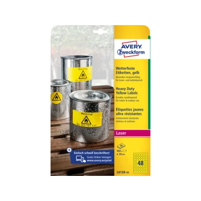 Afbeelding van Avery weerbestendige etiketten diameter 30 mm, 960 stuks, 48 per vel etiket