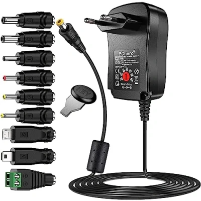 Afbeelding van PChero 30W Universele AC/DC Stroomadapter bevat USB Slot, met 9 Verschillende Stekkers voor 3V 12V Huishoudelijke Elektronica 2000mA Max