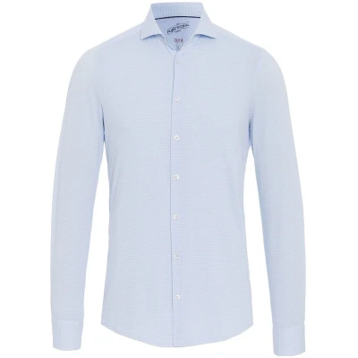 Afbeelding van Pure Overhemd Functional Pied De Poule Blauw maat 38 Heren Overhemden Casual Print met Slim fit Pasvorm Stretch