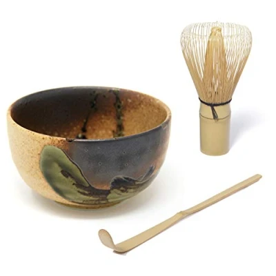 Afbeelding van Quertee Japanse Matcha set originele schaal 400 ml Plus bezem Chasen matchabezem Bamboelepel Chashaku