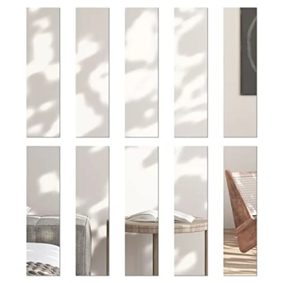 Afbeelding van DRERIO 10 stuks zelfklevende acryl spiegel streep 20 x 5 cm 2 mm HD niet glas kleverige lange kunststof frameloze tegels onbreekbare muur voor