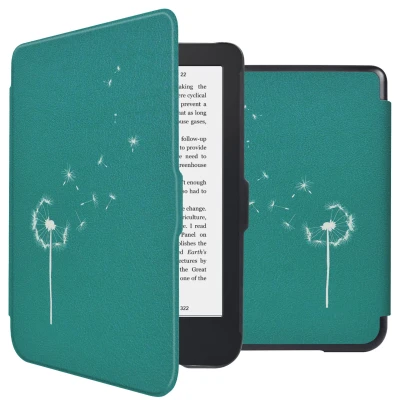 Afbeelding van Kobo Clara 2E Hoes: iMoshion Design Sleepcover Bookcase zonder stand Green Dandelion Kunstleder E Reader Hoezen