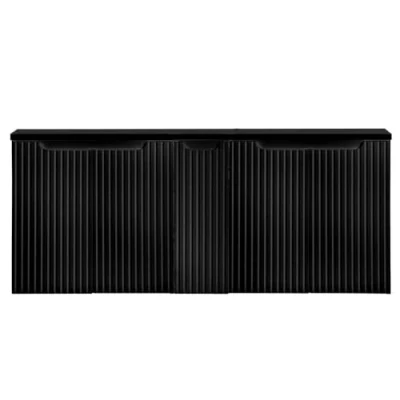 Afbeelding van [en.casa] Wastafelonderkast Newport met wastafelblad en deuren badkamerkast 140x60x40 cm zwart