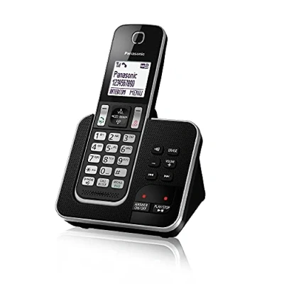 Afbeelding van Panasonic KX TGD320JTB Draadloze DECT telefoon met antwoordapparaat, wit LCD monochroom scherm, scherm en toetsen achtergrondverlichting, polyfonische beltoon, blokkering van ongewenste oproepen,