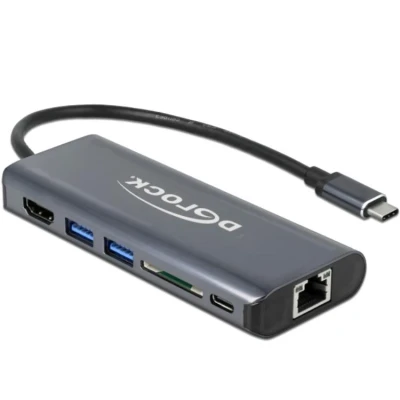 Afbeelding van USB C adapter / kaartlezer multiport naar HDMI kabel netwerkadapter 0.1 m Delock